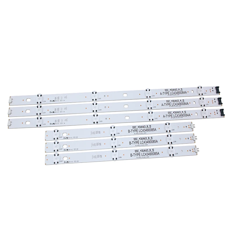 New Kit 6 PCS LED backlight strip for LG 43UJ6300 43UK6300PUE LC43490087A LC43490088A LC43490077A LC43490078A SSC_43UJ63_A
New Kit 6 PCS LED backlight strip for LG 43UJ6300 43UK6300PUE LC43490087A LC43490088A LC43490077A LC43490078A SSC_43UJ63_A