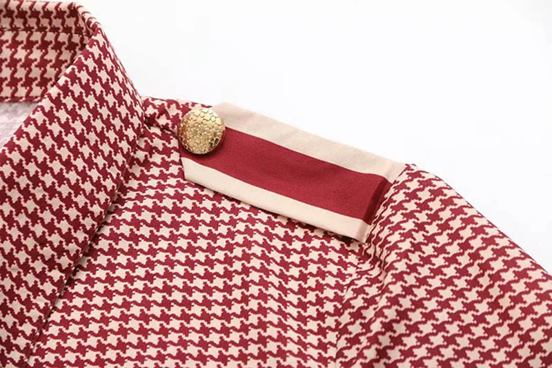 European Style Houndstooth Printed Shirts For Women Long-sleeved Pockets Patchwork Spring Fall Top OL Blouse 2021 Red 
European Style Houndstooth Printed Shirts For Women Long-sleeved Pockets Patchwork Spring Fall Top OL Blouse 2021 Red