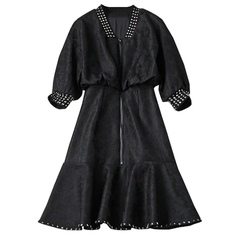 Seifrmann Women Fashion Summer DesignerParty A-Line Dress High Waist Rivet Lantern Sleeve Black Print Ladies Midi Dresses 2021
Seifrmann Women Fashion Summer DesignerParty A-Line Dress High Waist Rivet Lantern Sleeve Black Print Ladies Midi Dresses 2021