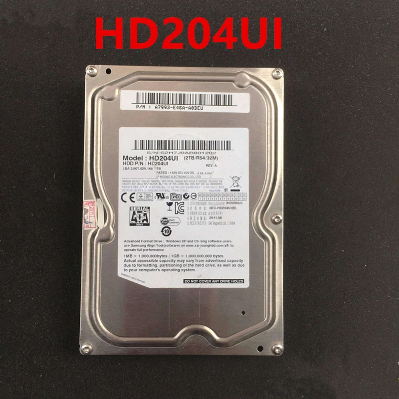 

95% New Original HDD For Samsung 2TB 3.5" SATA 6 Gb/s 64MB 7200RPM For Internal HDD For Surveillance HDD For HD204UI