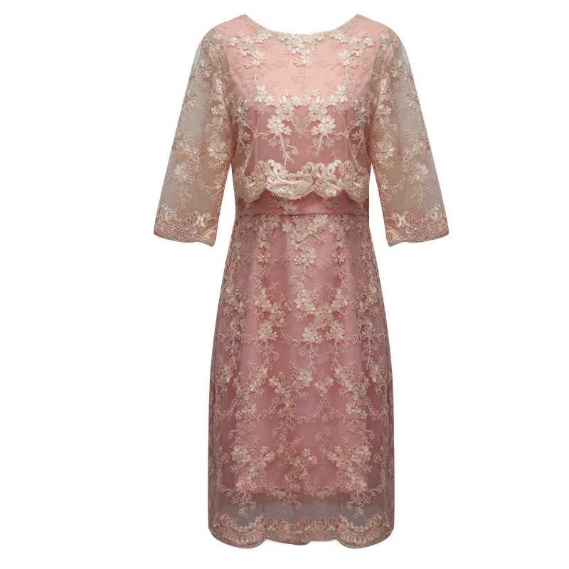 Pink Elegant Dress Autumn Half Sleeve Floral Embroidery Empire Lace Dresses for Women 3XL 4XL 5XL Plus Size Midi Dress Party
Pink Elegant Dress Autumn Half Sleeve Floral Embroidery Empire Lace Dresses for Women 3XL 4XL 5XL Plus Size Midi Dress Party