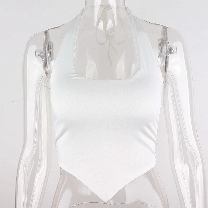 Cryptographic Sexy Backless Lace Up Halter Crop Top for Women Outfits White Summer Top Cropped Sleeveless Tanks Streetwear Basic 
Cryptographic Sexy Backless Lace Up Halter Crop Top for Women Outfits White Summer Top Cropped Sleeveless Tanks Streetwear Basic