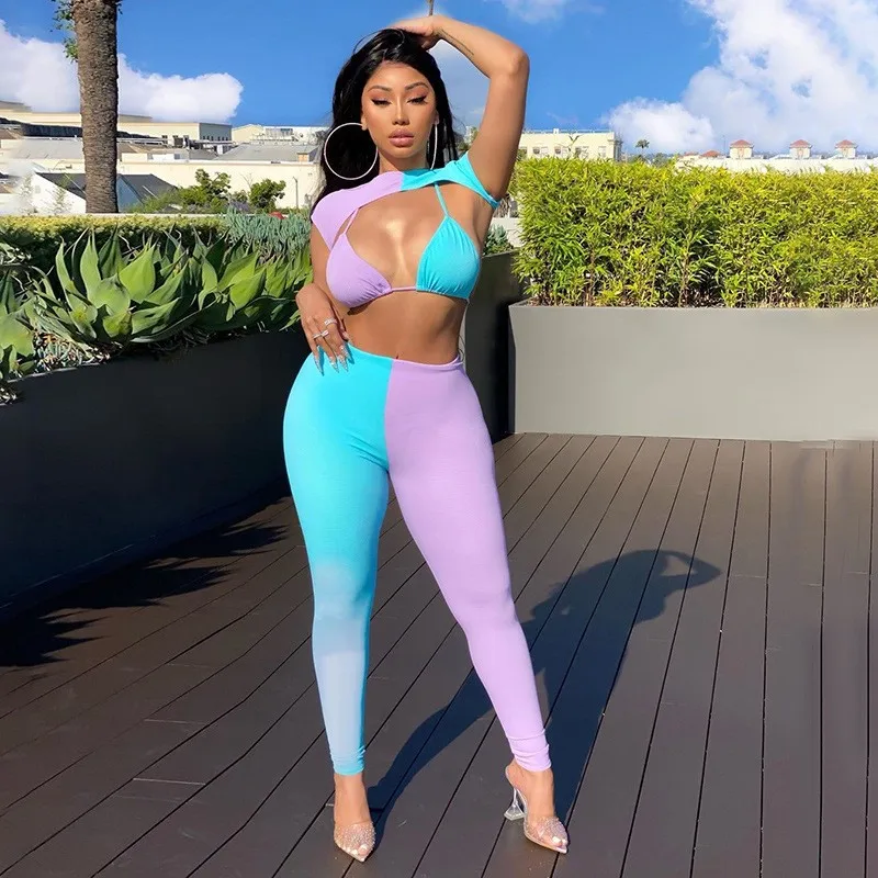 Sexy Patchwork Tracksuits Women Sleeveless Crop Top Bra Leggings Elastic Skinny Fitness Skinny Vocation Sportwear 3 Pieces Set
Sexy Patchwork Tracksuits Women Sleeveless Crop Top Bra Leggings Elastic Skinny Fitness Skinny Vocation Sportwear 3 Pieces Set