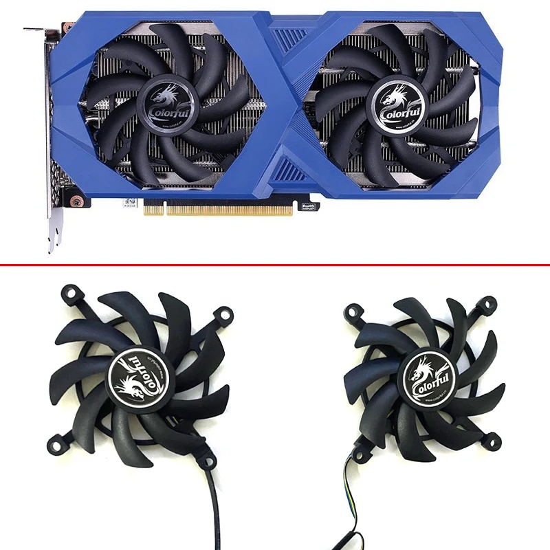 2pcs 85mm Cooler Fan GeForce RTX3060 GPU Fan For Colorful GeForce RTX 3060 GeForce RTX 3060 Ti DUO V2 LHR 12G Cooling Fan 
2pcs 85mm Cooler Fan GeForce RTX3060 GPU Fan For Colorful GeForce RTX 3060 GeForce RTX 3060 Ti DUO V2 LHR 12G Cooling Fan
