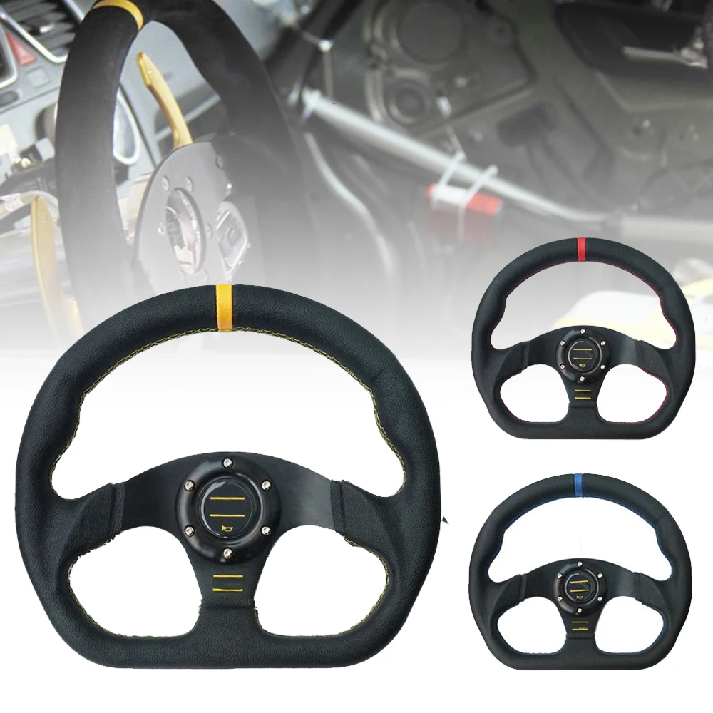 Universal 330mm 13Inch Racing Drift Flat Steering Wheel Leather Black Stitching Steering Wheel Fit Car and Simulation Racing
Universal 330mm 13Inch Racing Drift Flat Steering Wheel Leather Black Stitching Steering Wheel Fit Car and Simulation Racing