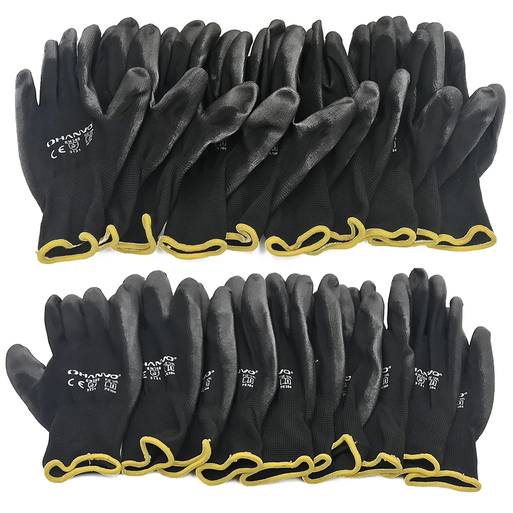 

10 Pairs PU Nitrile Safety Coating Work Gloves Palm Coated Gloves Mechanic Working Gloves have CE Certificated EN388