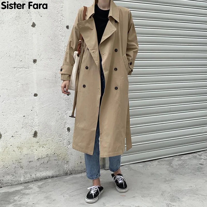 Sister Fara New Spring 2021 Elegant Single Breasted Trench Women Loose Overcoat Turn-down Collar Casual Long Windbreaker Female
Sister Fara New Spring 2021 Elegant Single Breasted Trench Women Loose Overcoat Turn-down Collar Casual Long Windbreaker Female
