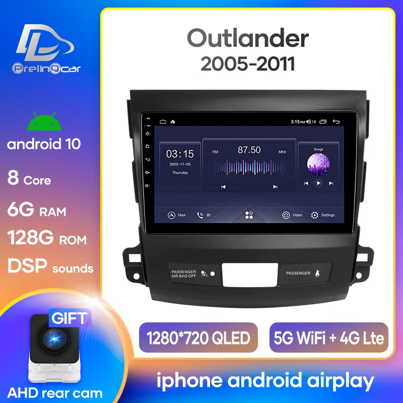 Prelingcar For Mitsubishi Outlander xl Андроид 10 автомагнитола нет магнитола 2 din DVD для Мицубиси