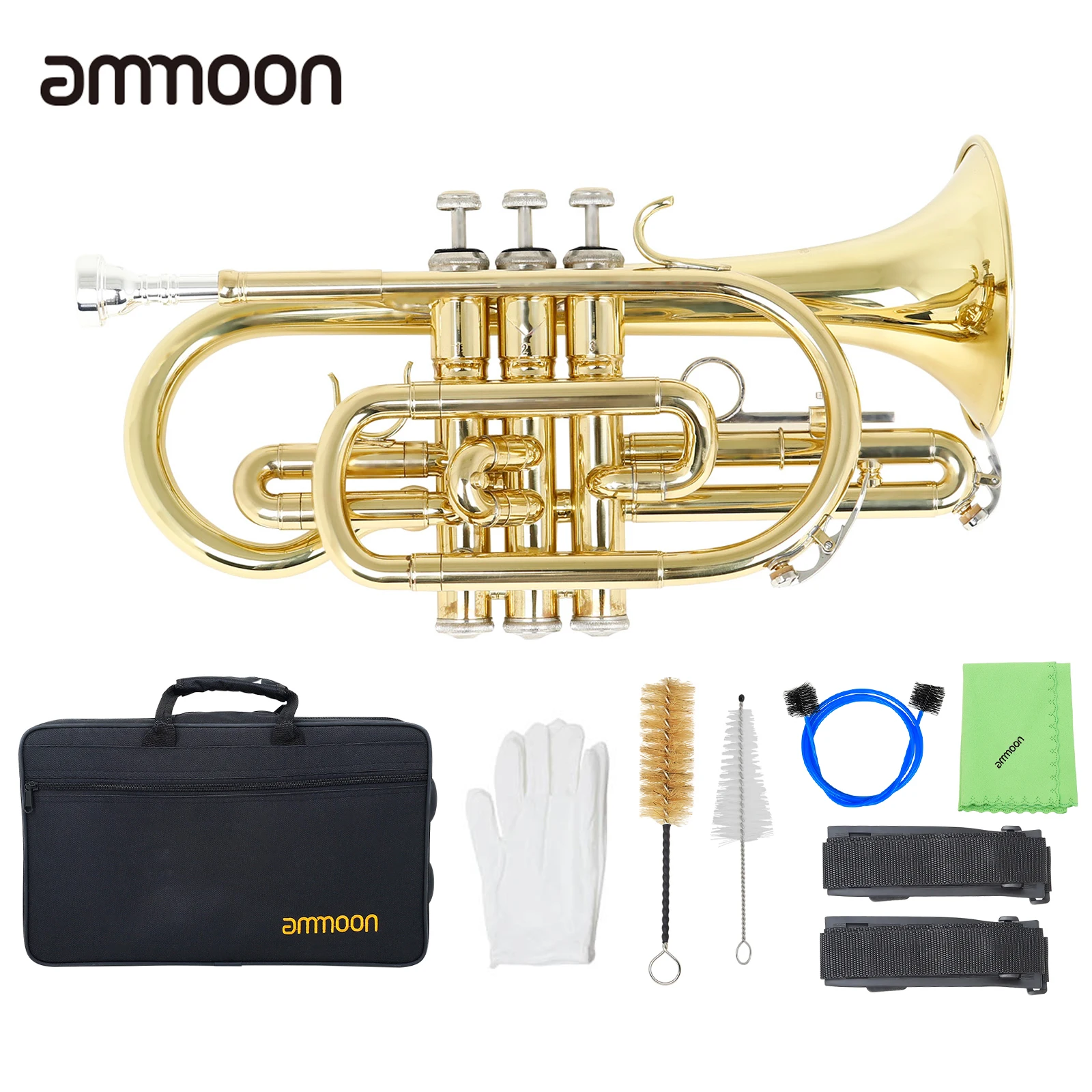 ammoon Professional Bb Flat Cornet Brass Wind Instrument with Carrying Case Gloves Cleaning Cloth Brushes
ammoon Professional Bb Flat Cornet Brass Wind Instrument with Carrying Case Gloves Cleaning Cloth Brushes