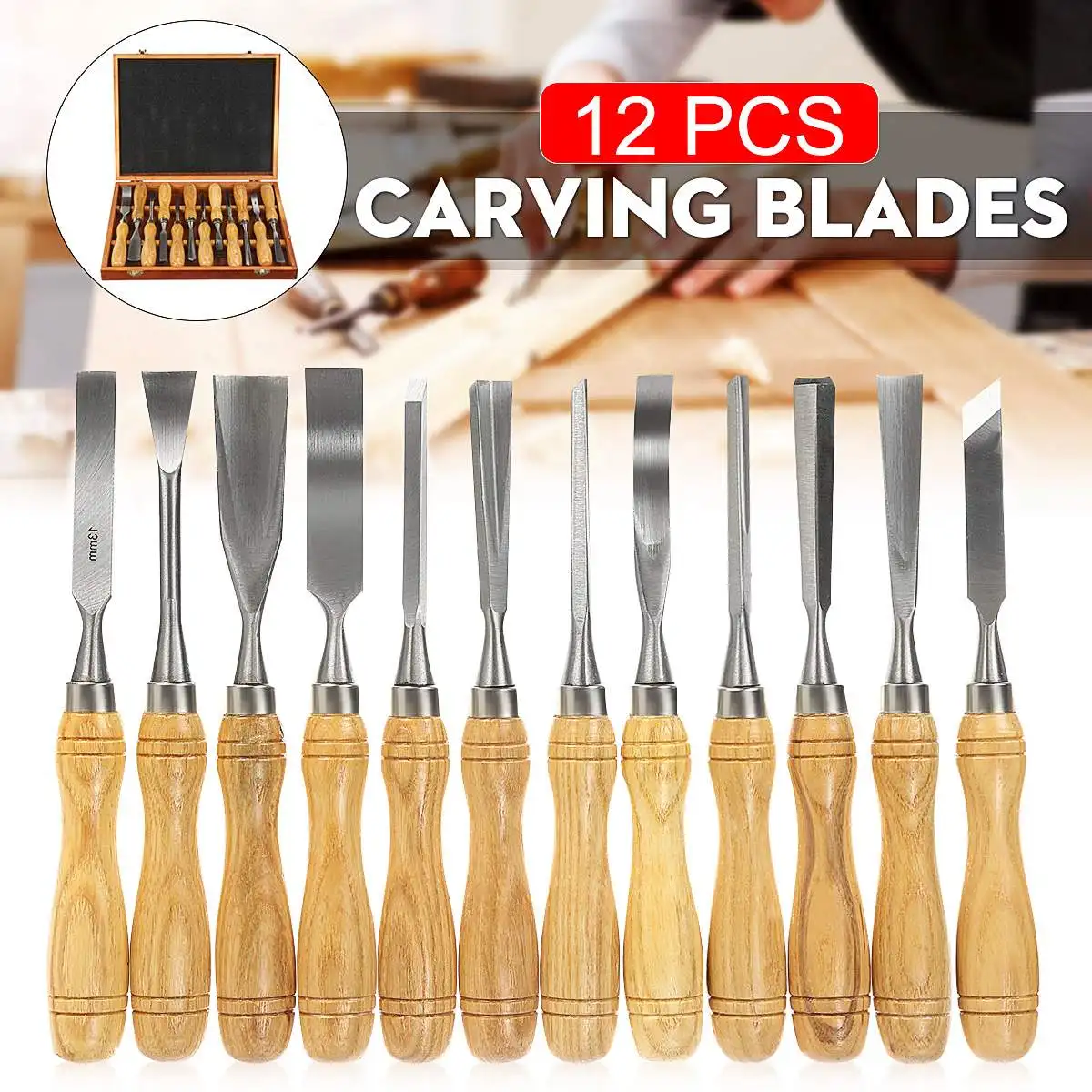 12PCS/Set Wood Carving Knives Set Carbon Steel Wood Carving Tools Chisel Knife Tools Set Sculpture DIY Hand Craft Set With Box
12PCS/Set Wood Carving Knives Set Carbon Steel Wood Carving Tools Chisel Knife Tools Set Sculpture DIY Hand Craft Set With Box