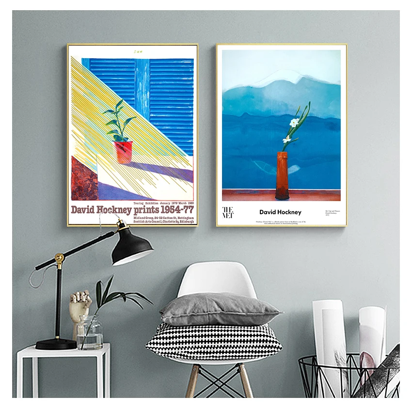 

Posters and Prints Vintage Abstract Painting Canvas Pictures for Living Room Wall Art Decor David Hockney Artwork Exhibition