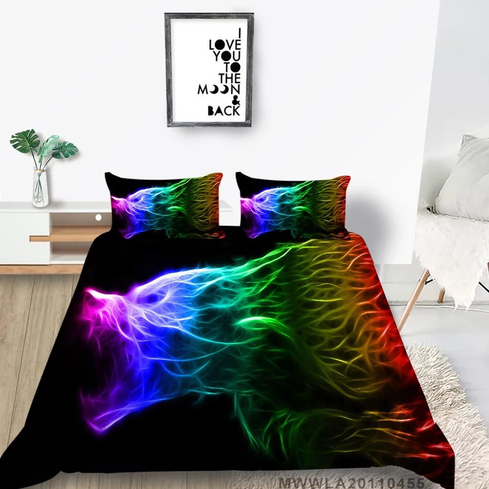 Rainbow Color Bedding Set Ferocious Wolf Scary Creative Duvet Cover King Full Twin Single Queen Double Bed Set Geometric Lines
Rainbow Color Bedding Set Ferocious Wolf Scary Creative Duvet Cover King Full Twin Single Queen Double Bed Set Geometric Lines