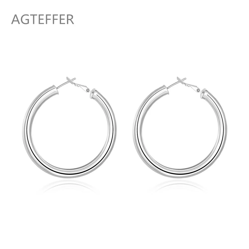 AGTEFFER 925 Sterling Silver 50mm Round Smooth Big Circle Hoop Earrings For Woman Fashion Party Wedding Jewelry Gifts
AGTEFFER 925 Sterling Silver 50mm Round Smooth Big Circle Hoop Earrings For Woman Fashion Party Wedding Jewelry Gifts