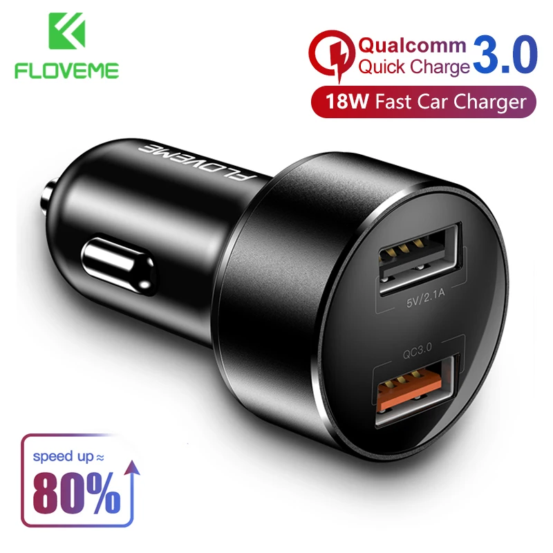 Автомобильное зарядное устройство FLOVEME 18 Вт Quick Charge 3 0 мобильный телефон два порта