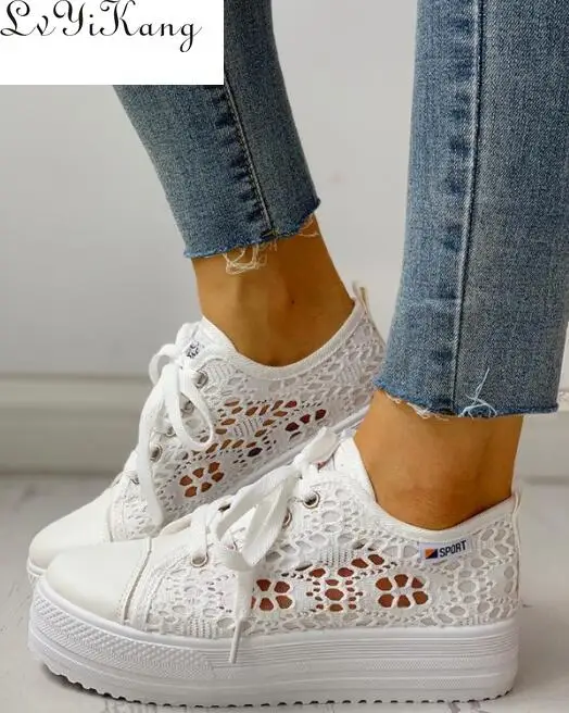 Women Shoes 2020 Fashion Summer Casual White Shoes Cutouts Lace Canvas Hollow Breathable Platform Flat Shoes Woman Sneakers
Women Shoes 2020 Fashion Summer Casual White Shoes Cutouts Lace Canvas Hollow Breathable Platform Flat Shoes Woman Sneakers