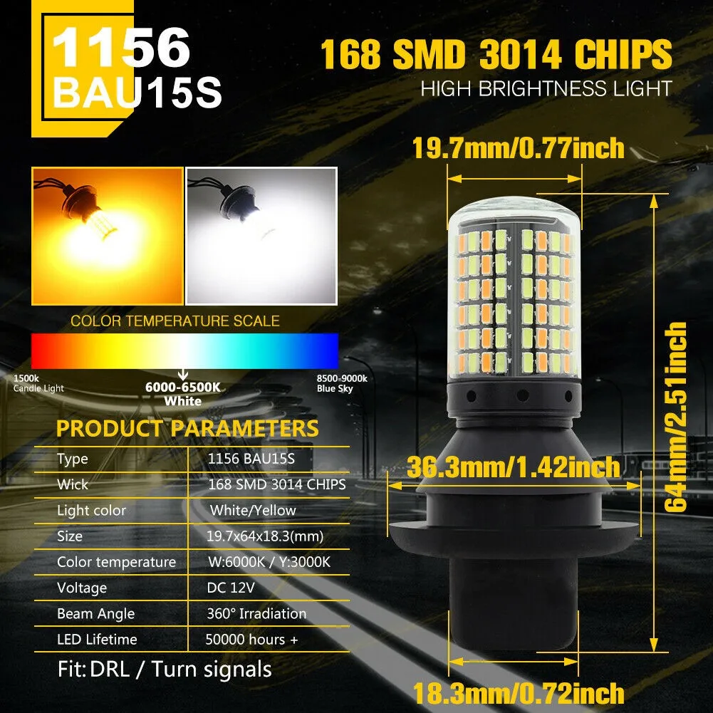 2X 1156 BAU15S Canbus LED Light White Amber DRL PY21W Car Turn Signal Lamp Bulbs 1156 White/Amber LED Bulbs
2X 1156 BAU15S Canbus LED Light White Amber DRL PY21W Car Turn Signal Lamp Bulbs 1156 White/Amber LED Bulbs