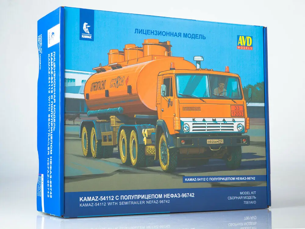 

NEW AVD Models USSR Truck 1:43 KAMAZ 54112 With Semitrailer ASP-25 NEFA-96742 Unassembled Diecast Model Kit For Collection