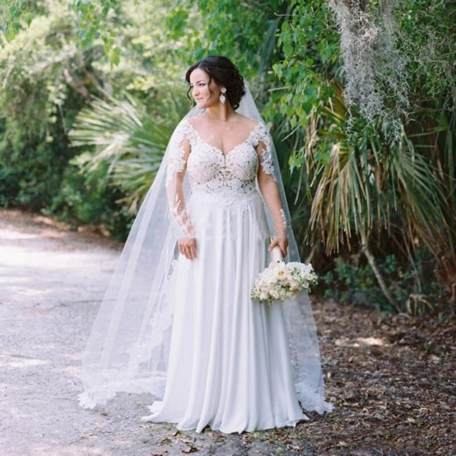 Elegant Women Wedding Dresses With Applique Lace Backless Chiffon Slit vestido de noiva Bride Dress
Elegant Women Wedding Dresses With Applique Lace Backless Chiffon Slit vestido de noiva Bride Dress