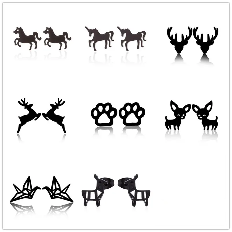Christmas Earrings black earring punk style jewelry cute animal reindeer Dog claw Thousand paper crane horse stud earrings
Christmas Earrings black earring punk style jewelry cute animal reindeer Dog claw Thousand paper crane horse stud earrings
