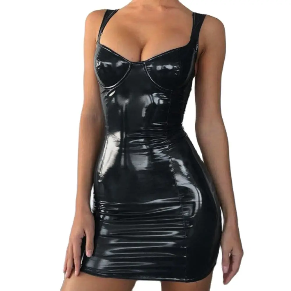 Sexy Backless Club Party Short Dress Solid Black Wet Look Latex Bodycon Faux Leather Push Up Bra Mini Micro Dress Leotard
Sexy Backless Club Party Short Dress Solid Black Wet Look Latex Bodycon Faux Leather Push Up Bra Mini Micro Dress Leotard