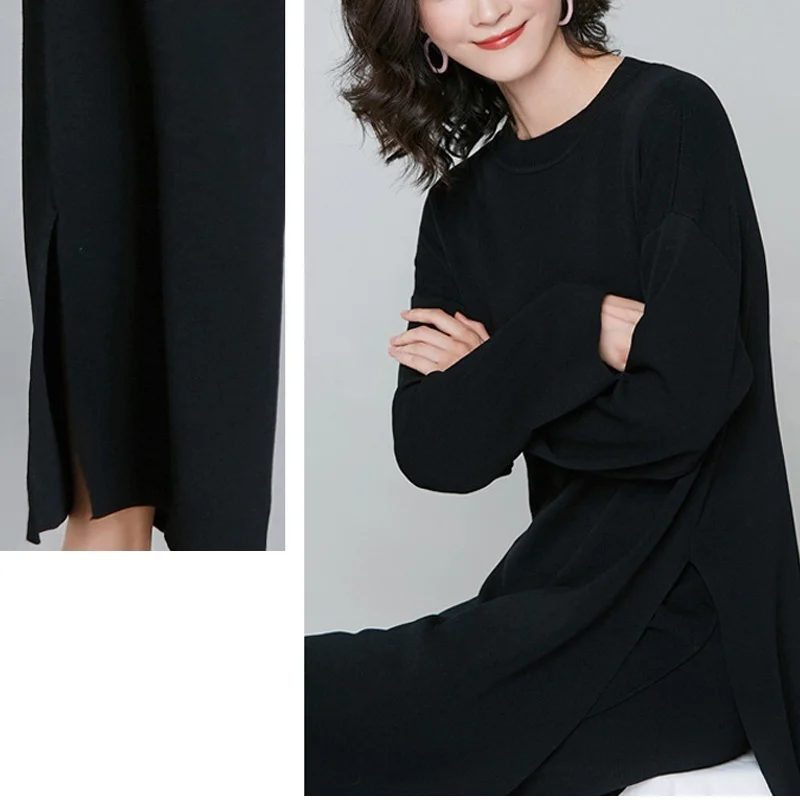 New Brief Elegant Two-piece Set Women's Loose O-neck Knitted Pullover Side Slit Long Sleeve Sweater Dresses&pants High Quality
New Brief Elegant Two-piece Set Women's Loose O-neck Knitted Pullover Side Slit Long Sleeve Sweater Dresses&pants High Quality