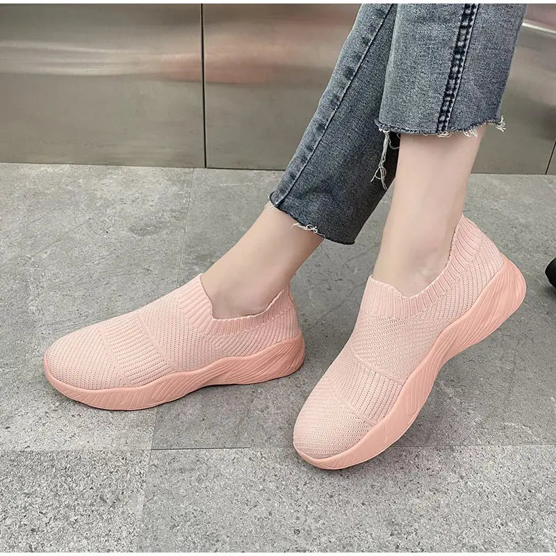 Women Sneakers Slip On Knitted Solid Ladies Vulcanized Shoes Fashion Leisure Mesh Breathable Non-slip Female Footwear Large Size 
Women Sneakers Slip On Knitted Solid Ladies Vulcanized Shoes Fashion Leisure Mesh Breathable Non-slip Female Footwear Large Size
