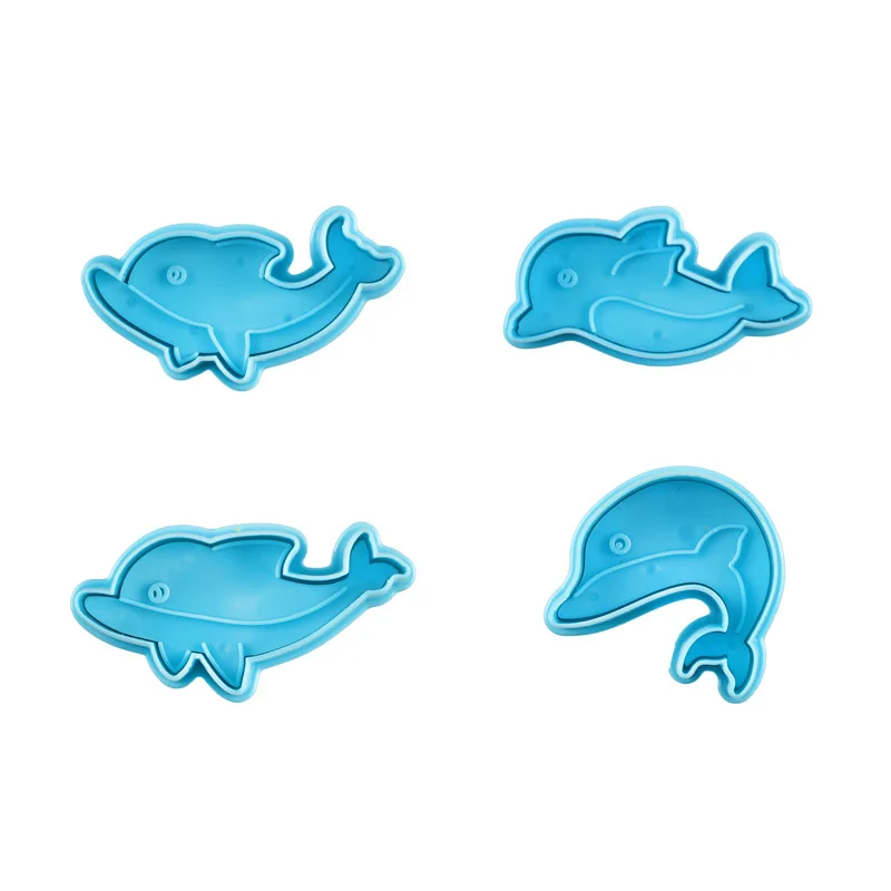 

4pcs/set Plastic Dolphin Spring Mold Baking Tools Cake Making tool Cookie Molds Dough Cutting Die Cookie Stamp
