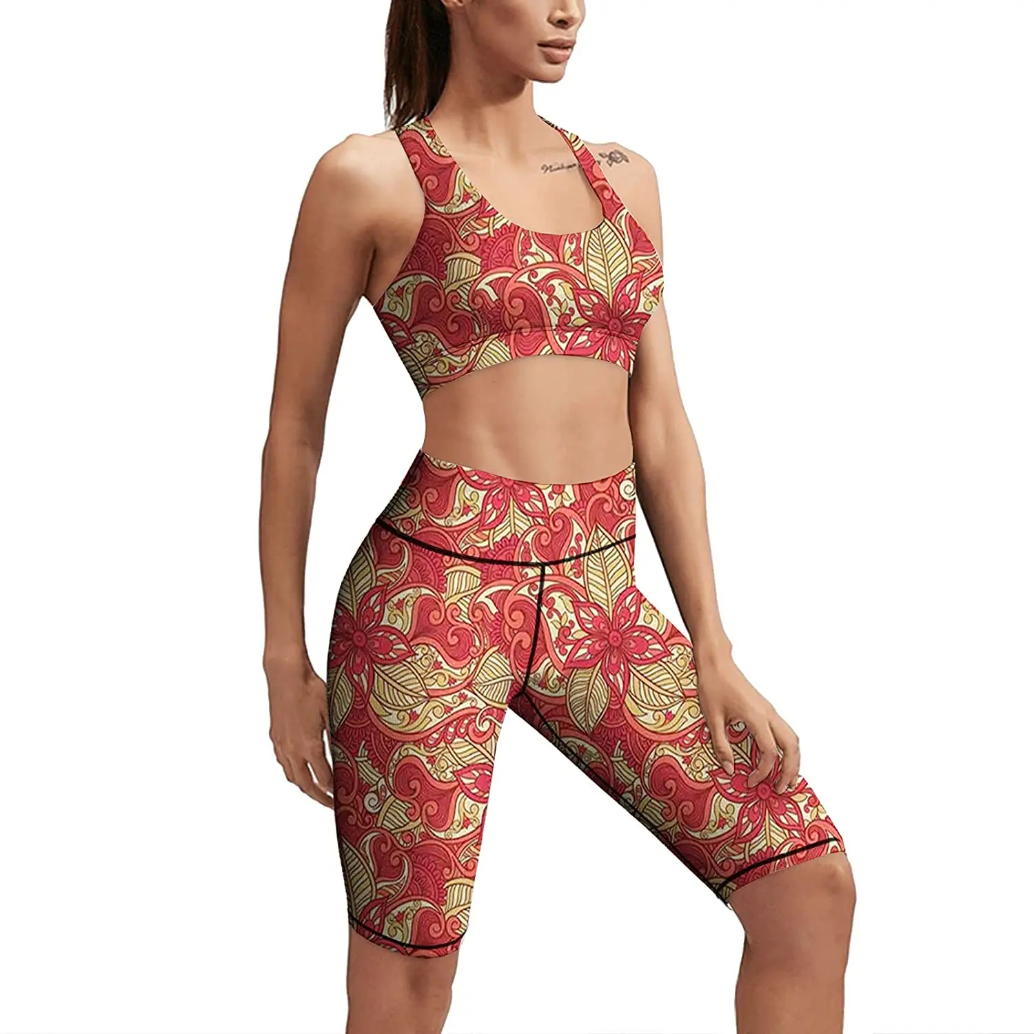 Blooming Flowers And Grass Ladies Yoga Fitness Suit 2-piece Gym Yoga Five-point Suit Sports Bra
Blooming Flowers And Grass Ladies Yoga Fitness Suit 2-piece Gym Yoga Five-point Suit Sports Bra