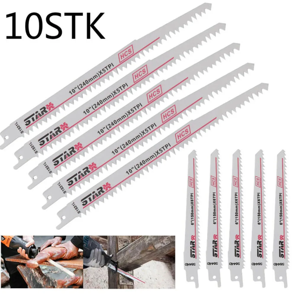 10Pcs Reciprocating Saw Blades Cutters Tool For Wood Cutting Woodworking Tool S644D & S1531L Saw Blades For Makita/Dewalt/Bosch
10Pcs Reciprocating Saw Blades Cutters Tool For Wood Cutting Woodworking Tool S644D & S1531L Saw Blades For Makita/Dewalt/Bosch