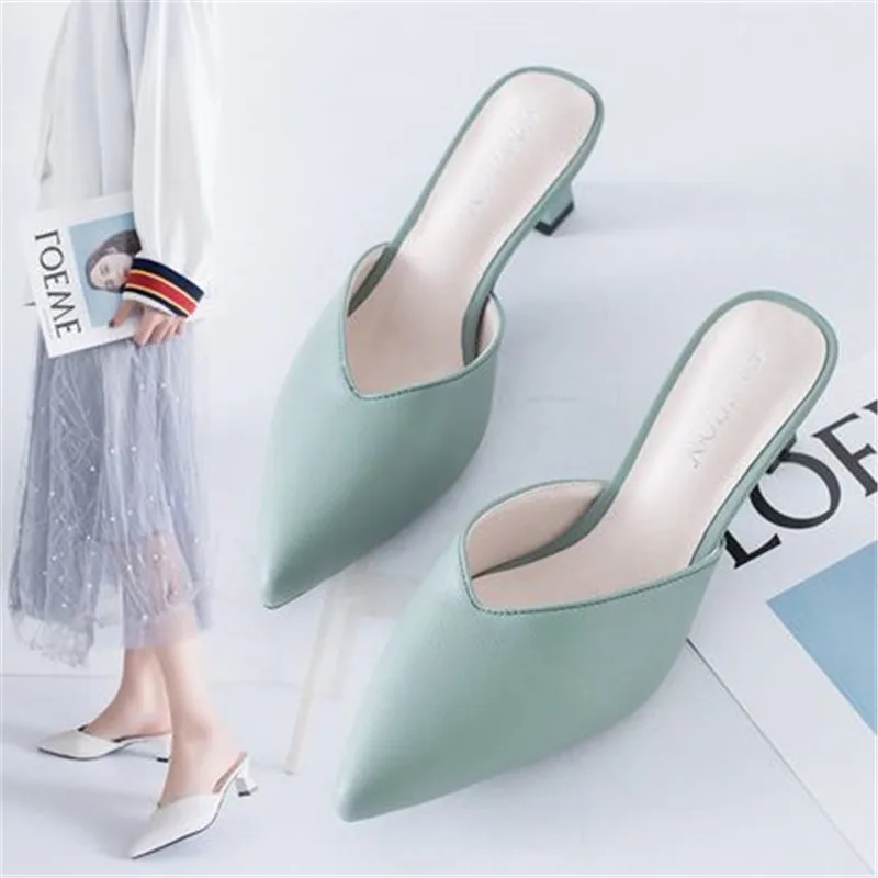 Summer Office Slippers Shoes Women High Heels Pump 5CM Slip on Sandals Comfortable Ladies Green Black White High Heel Sandalias 
Summer Office Slippers Shoes Women High Heels Pump 5CM Slip on Sandals Comfortable Ladies Green Black White High Heel Sandalias
