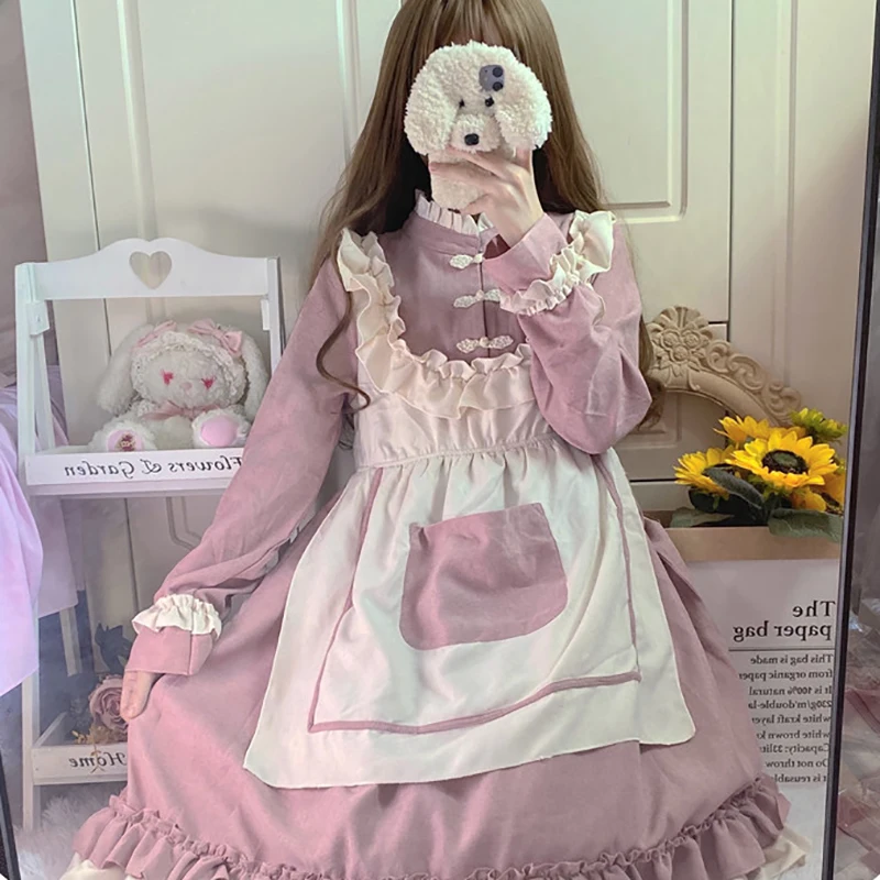 Sweet Gothic Lolita Dress Vintage Lolita Fake Two Piece Stitching Long-sleeved Dress Wood Ear Loli Dress Kawaii Girl
Sweet Gothic Lolita Dress Vintage Lolita Fake Two Piece Stitching Long-sleeved Dress Wood Ear Loli Dress Kawaii Girl