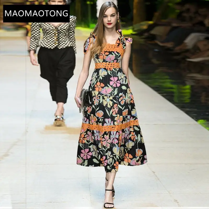 Fashion Designer Summer Party Dress Women's Bow-knot Shoulder Lace Floral Print High Waist Vintage Party Midi Dress
Fashion Designer Summer Party Dress Women's Bow-knot Shoulder Lace Floral Print High Waist Vintage Party Midi Dress