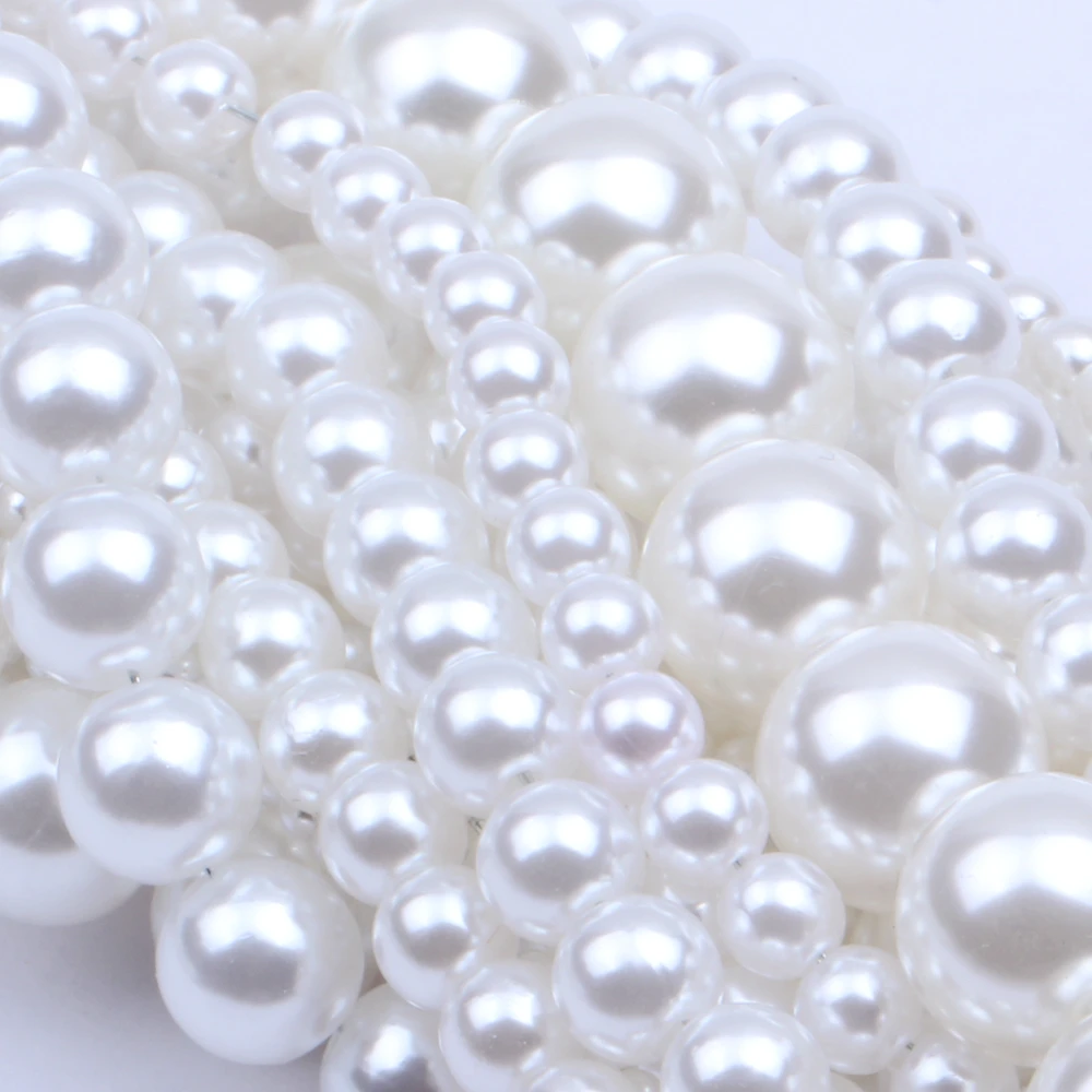 

White 3-20mm High Shine Imitation Pearls For DIY Jewelry Fashion Resin Pearl Beads Round Shape With Straight Hole Many Sizes