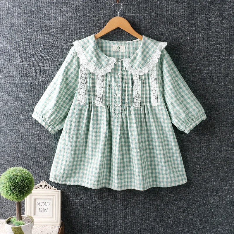 Летний новый женский топ в японском стиле с воротником Питер Пэн, клетчатый хлопковый топ, свободная рубашка с коротким рукавом, топы
Летний новый женский топ в японском стиле с воротником Питер Пэн, клетчатый хлопковый топ, свободная рубашка с коротким рукавом, топы