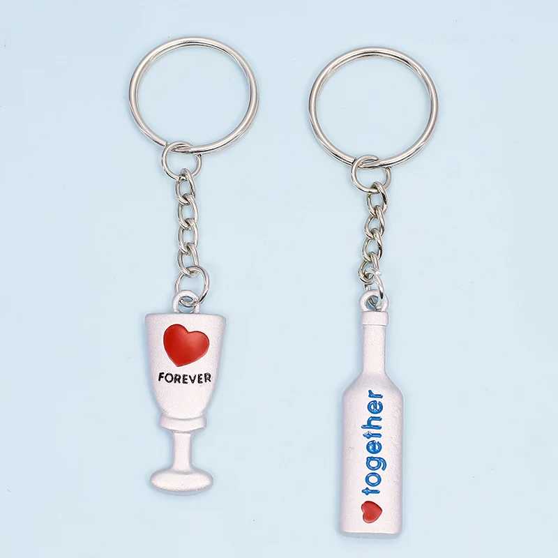 

Lovers Lover Gift Music and Wine theme series Key chain Silver Combination Keychain Music notation Red wine microphone earphone