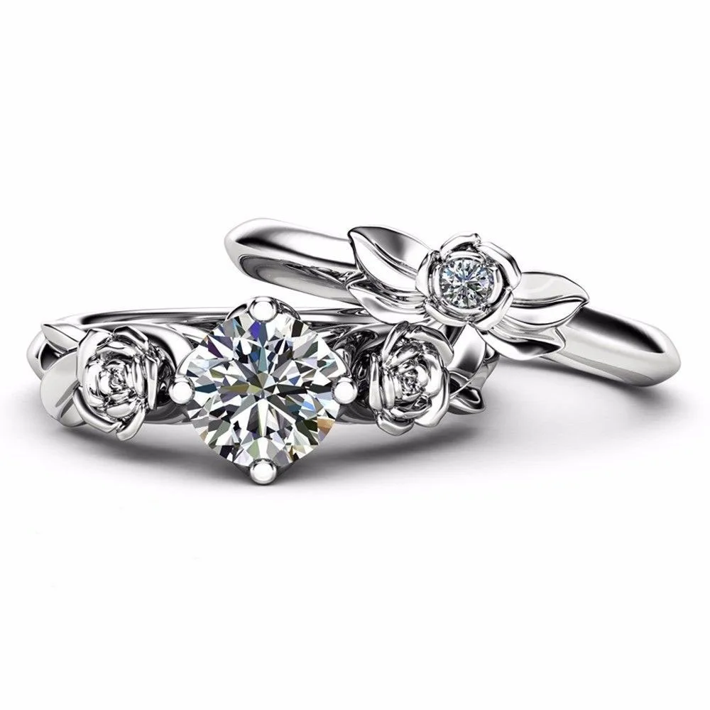 Exquisite Charm Women Alloy Rose Flower Zircon Rings Set Casual Engagement Wedding Party Elegant Ring Jewelry
Exquisite Charm Women Alloy Rose Flower Zircon Rings Set Casual Engagement Wedding Party Elegant Ring Jewelry