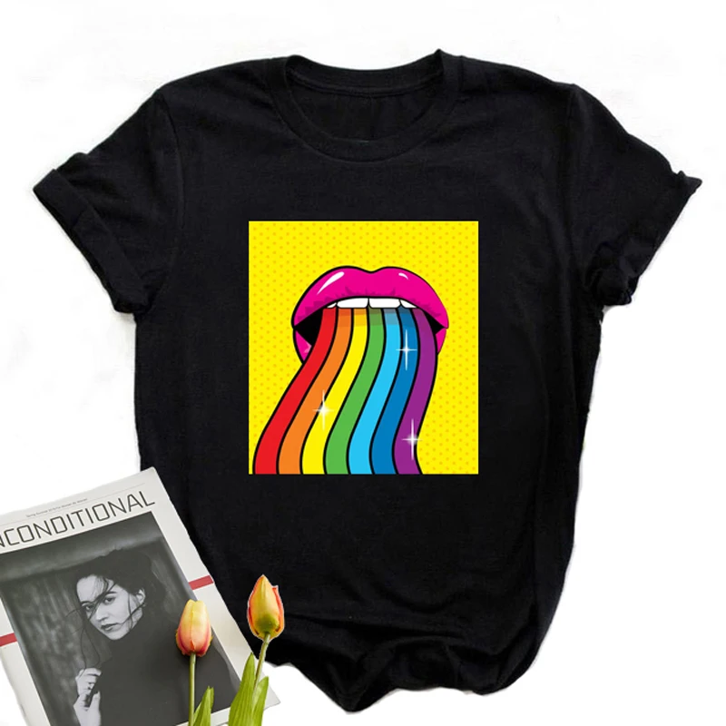 Anime Kawaii Harajuku T-Shirt Women 2021 Beautiful Cute Rainbow Lip Cartoon Printed Short Sleeve T-Shirts Cute Clothing For Girl
Anime Kawaii Harajuku T-Shirt Women 2021 Beautiful Cute Rainbow Lip Cartoon Printed Short Sleeve T-Shirts Cute Clothing For Girl