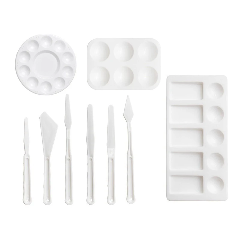 18Pcs Paint Palette and Painting Knife Set Paint Brush Paint Trays Paint Knives Suitable for Kinds of Paint Art Supplies
18Pcs Paint Palette and Painting Knife Set Paint Brush Paint Trays Paint Knives Suitable for Kinds of Paint Art Supplies