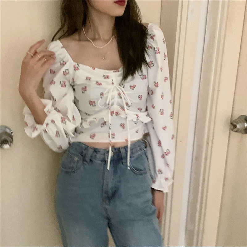 T Shirt Women Sexy Crop Tops Summer Elegant Long Puff Sleeve Chiffon V-Neck Ruffle Cute Lace-Up Floral Tops Clothing For Women
T Shirt Women Sexy Crop Tops Summer Elegant Long Puff Sleeve Chiffon V-Neck Ruffle Cute Lace-Up Floral Tops Clothing For Women