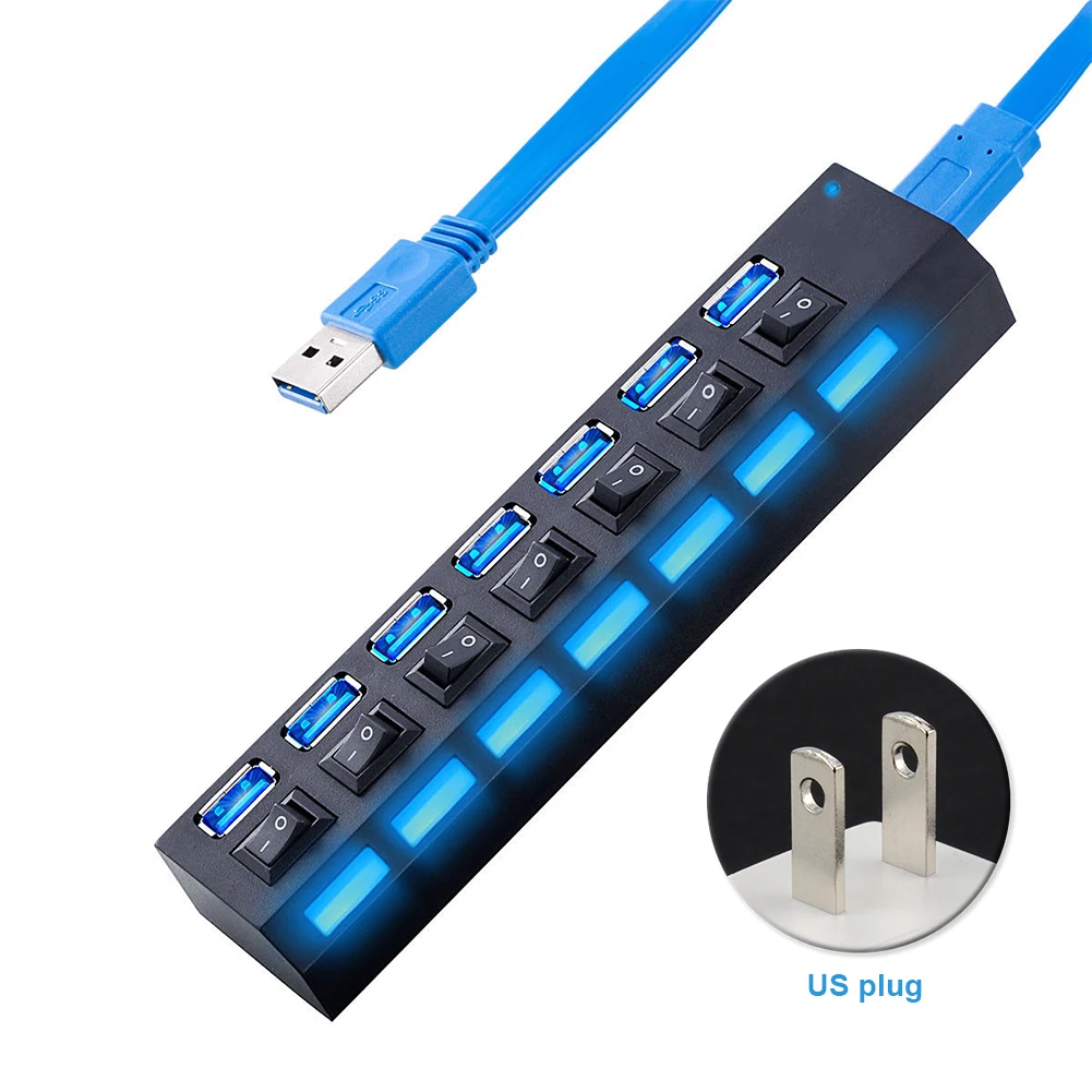7 Port 5Gbps ON/OFF Super Speed Switches Hub Computer Accessories Adapter USB 3.0 Cable AC Power For PC Laptop
7 Port 5Gbps ON/OFF Super Speed Switches Hub Computer Accessories Adapter USB 3.0 Cable AC Power For PC Laptop