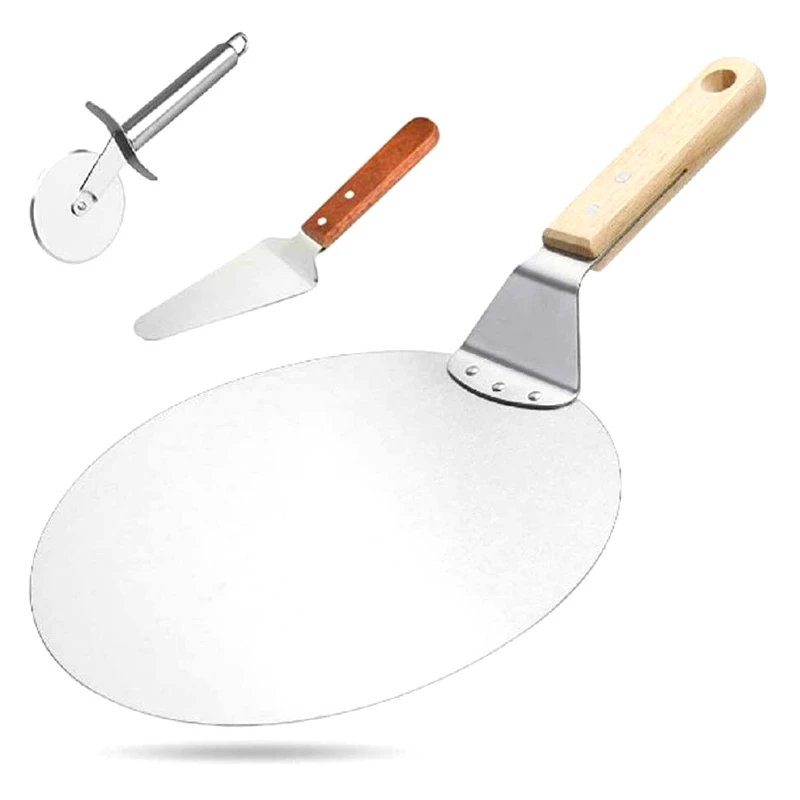 Pizza Peel 10 Inch, 3 Pcs Wood Handle Wheel Cutter Transfer Shovel Baker Tools for Baking Pizza and Cake on Oven & Gril
Pizza Peel 10 Inch, 3 Pcs Wood Handle Wheel Cutter Transfer Shovel Baker Tools for Baking Pizza and Cake on Oven & Gril