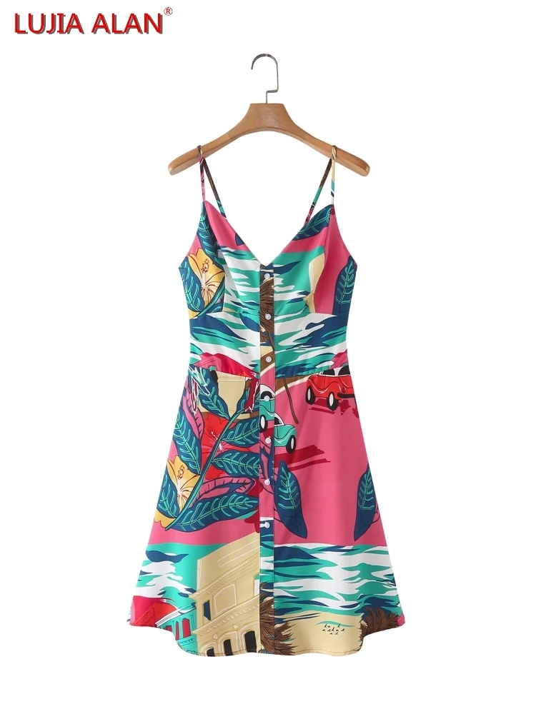 LUJIA ALAN Women Graffiti Printing Holiday Style Sling Dress Summer Female Back Lace Up Bow Slim Mini Vestidos D9333
LUJIA ALAN Women Graffiti Printing Holiday Style Sling Dress Summer Female Back Lace Up Bow Slim Mini Vestidos D9333