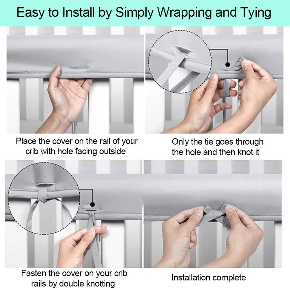 3Pcs Crib Rail Cover Protector Baby Crib Rail Cover Protector Set Safe Teething Guard Wrap For Standard Cribs Side & Front Rails
3Pcs Crib Rail Cover Protector Baby Crib Rail Cover Protector Set Safe Teething Guard Wrap For Standard Cribs Side & Front Rails