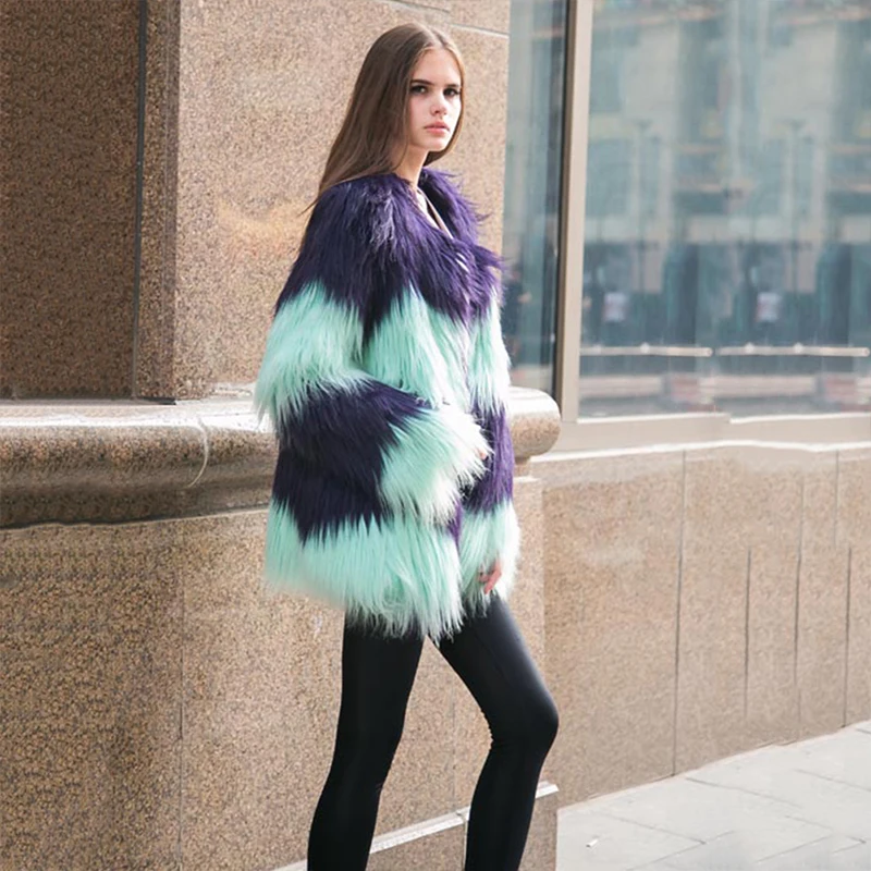 Women Faux Fur Coat Long Sleeve Fashion Female Fur Outercoat Blusa Femininos Thick Warm Winter Outwear Patchwork Fake Fur Jacket
Women Faux Fur Coat Long Sleeve Fashion Female Fur Outercoat Blusa Femininos Thick Warm Winter Outwear Patchwork Fake Fur Jacket