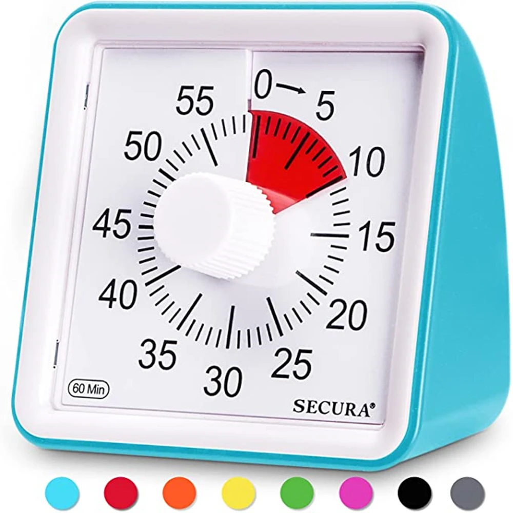 

60-Minute Visual Timer, Classroom Countdown Clock, Silent Timer for Kids and Adults, Time Management Analog Timer Kitchen Gadget