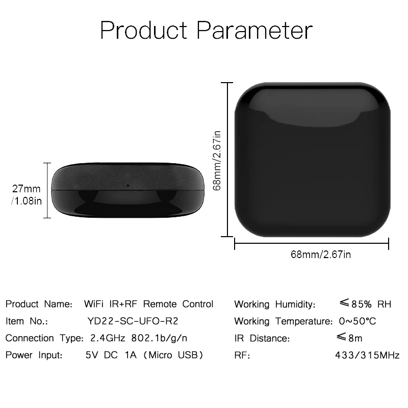 WiFi+RF+IR All-In-One Universal Remote Controller, RF Appliances Life App Voice Control Alexa Google Home
WiFi+RF+IR All-In-One Universal Remote Controller, RF Appliances Life App Voice Control Alexa Google Home