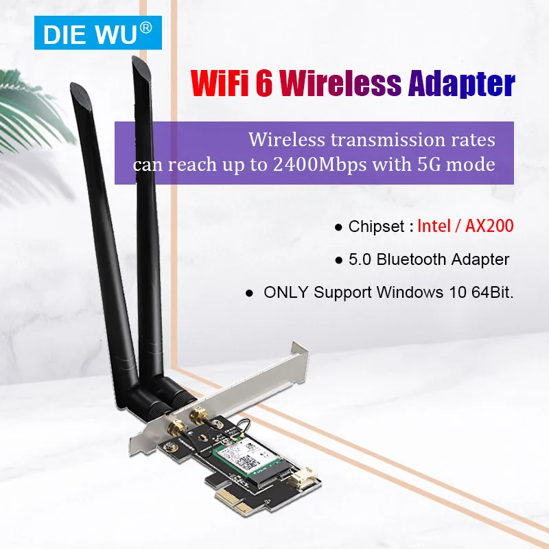 Фото TXA076 TXA083 Wi Fi 6 Dual Band 3000 Мбит/с AX200 PCIE Беспроводной карты multidiag Pro с Bluetooth 5 1 | MU MIMO OFDMA