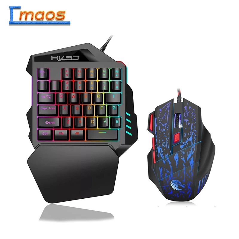 One-Handed Gaming Mechanical Keyboard Mouse Combo RGB Backlit Portable Mini Gaming Keypad Mice with Game Converter for PC PS4
One-Handed Gaming Mechanical Keyboard Mouse Combo RGB Backlit Portable Mini Gaming Keypad Mice with Game Converter for PC PS4