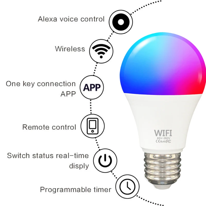 Умный светильник WI-FI лампы E27 B22 цветная (RGB) Светодиодная лампа Alexa Google Home приложение Управление умный светодиодный светильник лампы голосов...
Умный светильник WI-FI лампы E27 B22 цветная (RGB) Светодиодная лампа Alexa Google Home приложение Управление умный светодиодный светильник лампы голосов...