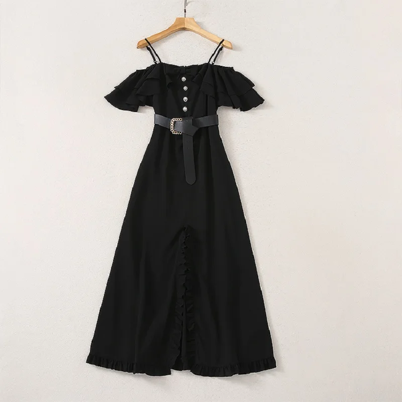 Black Long Dress 2021 Summer Evening Party Women Spaghetti Strap Beading Button Front Split Sexy Elegant Dress Vestidos Mujer
Black Long Dress 2021 Summer Evening Party Women Spaghetti Strap Beading Button Front Split Sexy Elegant Dress Vestidos Mujer